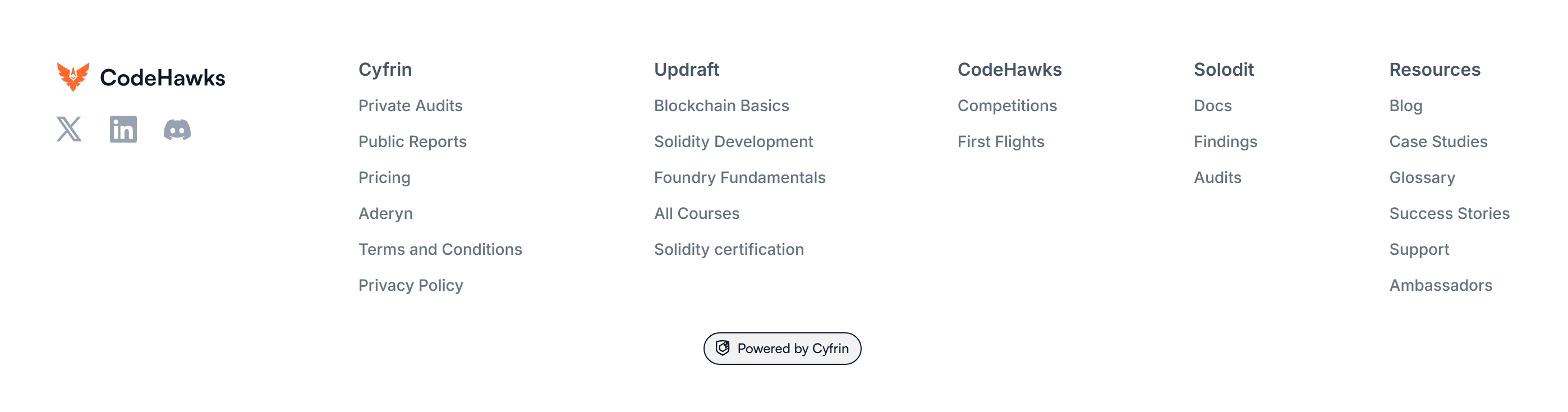 Custom CodeHawks website footer