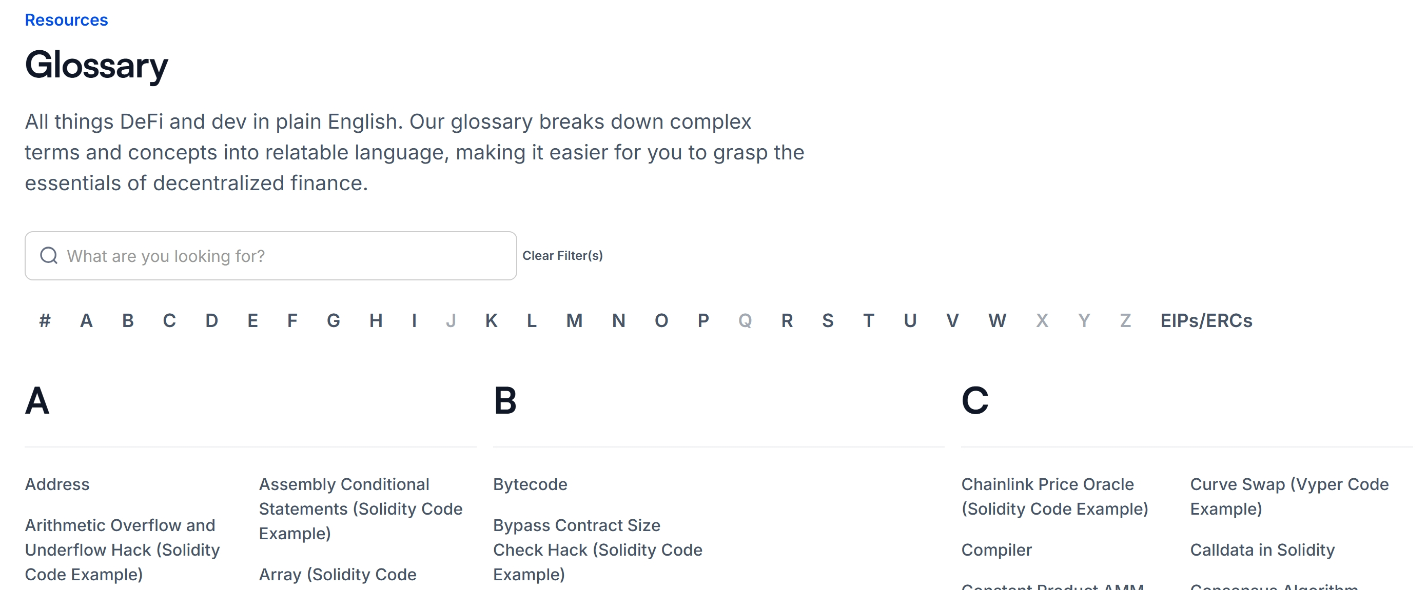 Cyfrin glossary landing page