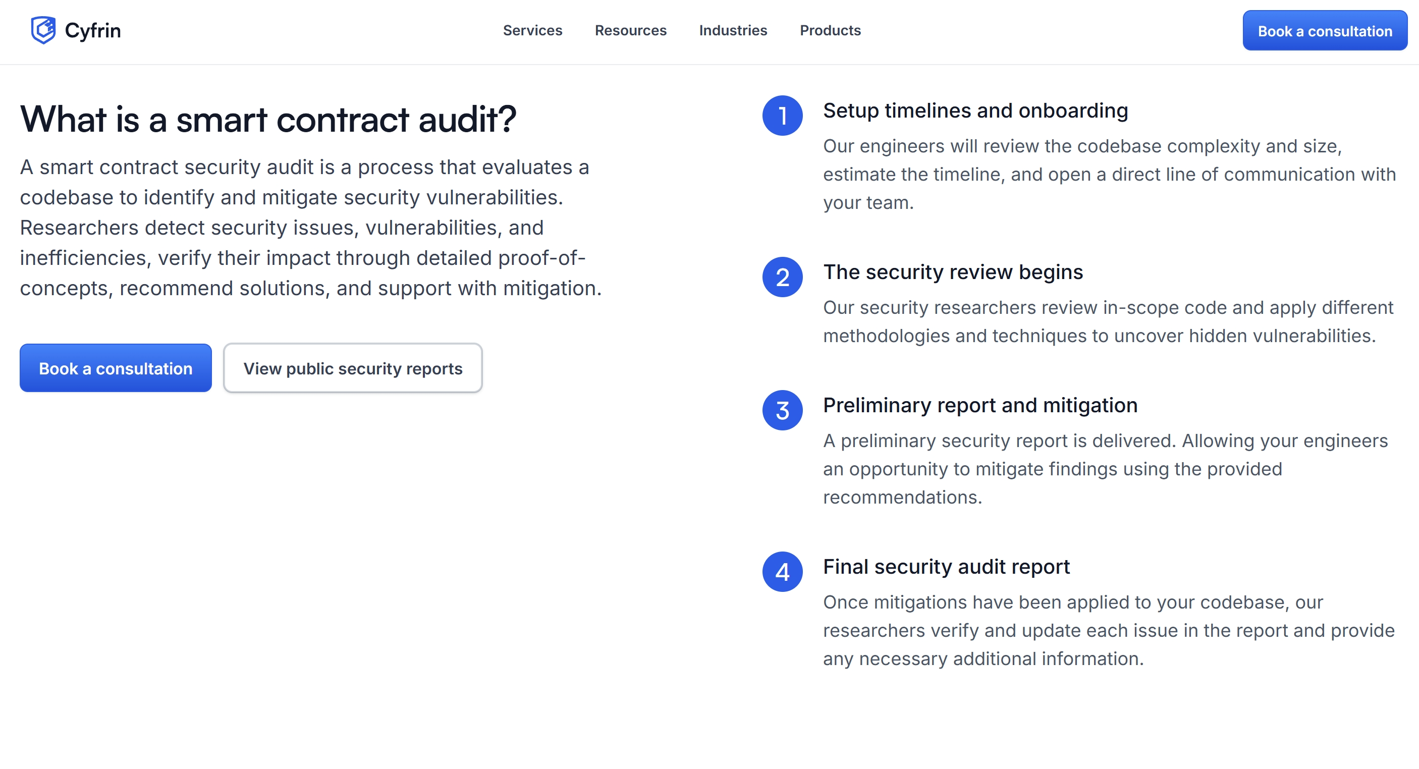Blue Cyfrin call-to-action section from the rebuilt website
