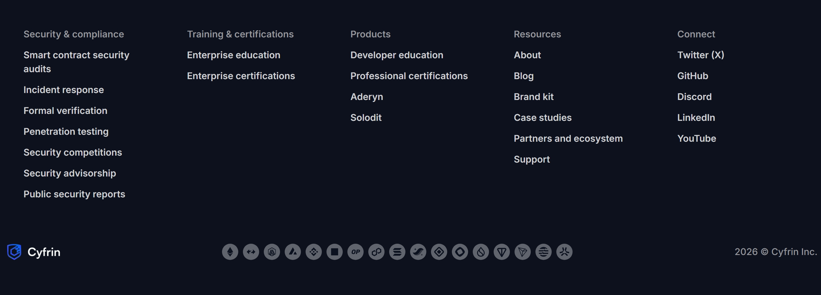 Custom footer on the rebuilt Cyfrin website
