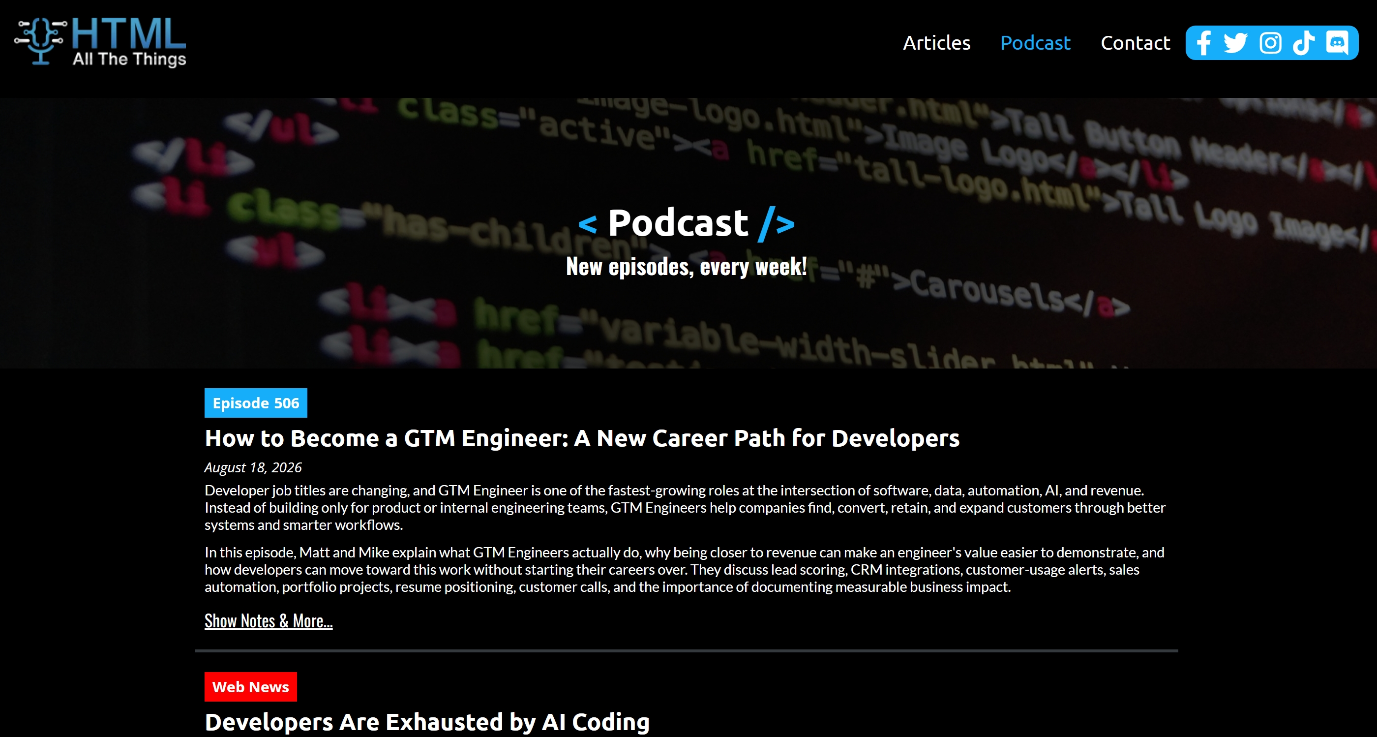HTML All The Things podcast archive and latest episode